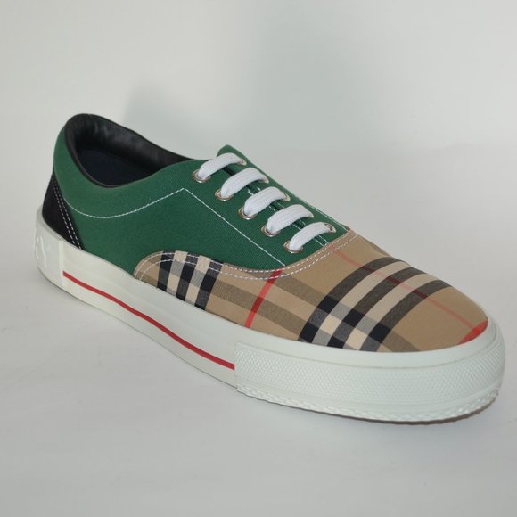 NWT BURBERRY MENS  ARCHIVE CALF SUEDE COTTON VINTAGE CHECK COLOUR - BLOCK SNEAKE - Picture 1 of 10